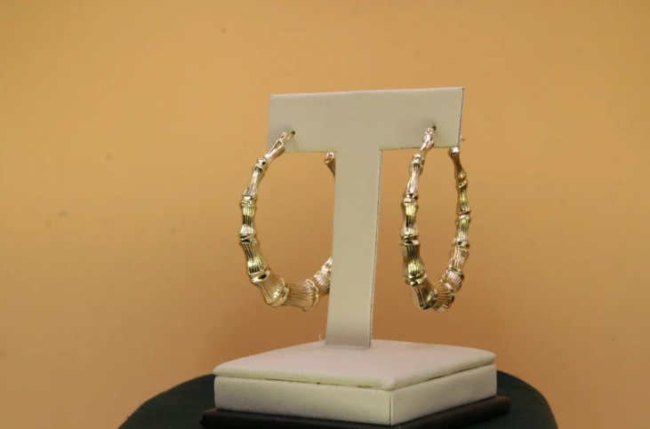 14k Gold Bamboo Hoops