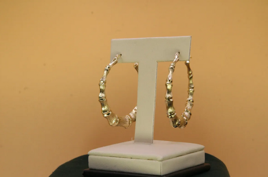 14k Gold Bamboo Hoops