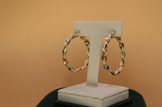 14k Gold Swirl Hoops